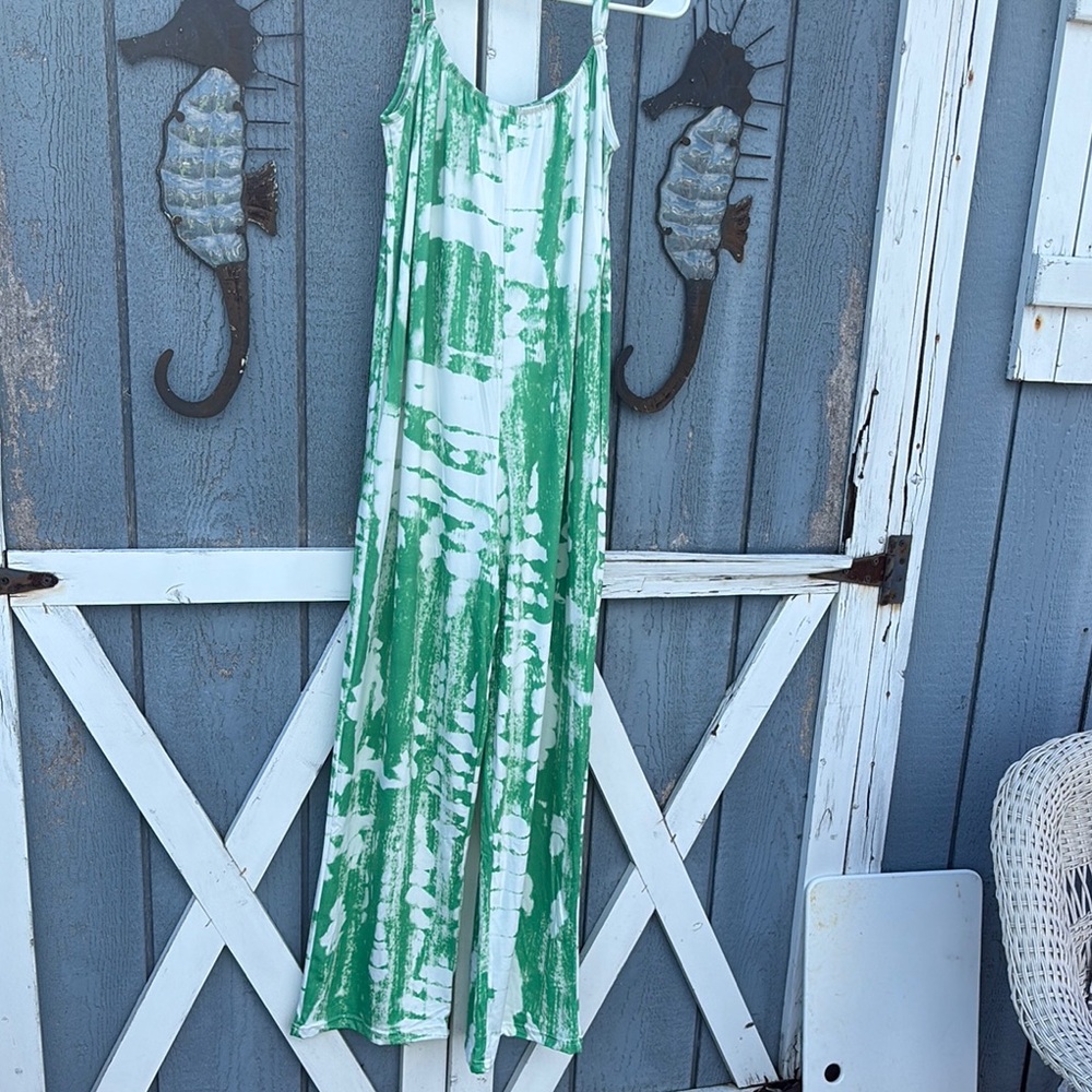 Green and White Jumpsuit